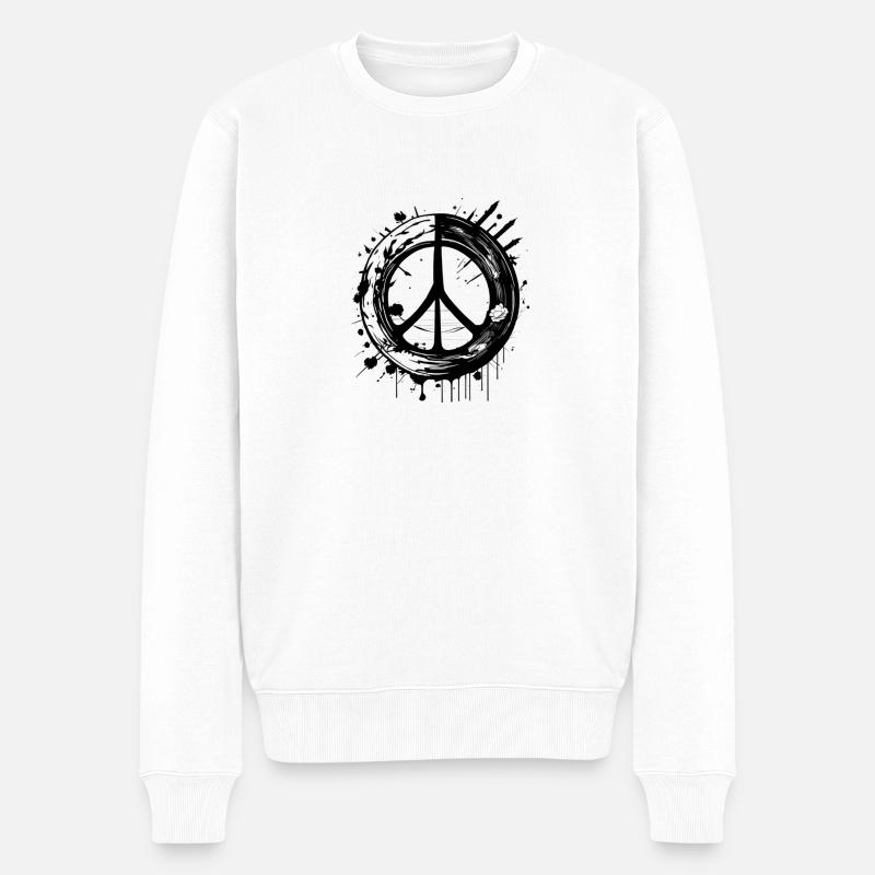 Peace - Männer Premium Bio Pullover - Weiß