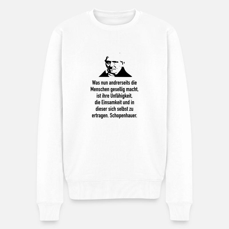 Schopenhauer: Was nun andrerseits die Menschen ge - Männer Premium Bio Pullover - Weiß