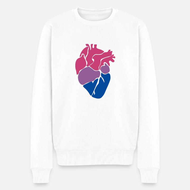 Bisexuelles Herz - Männer Premium Bio Pullover - Weiß