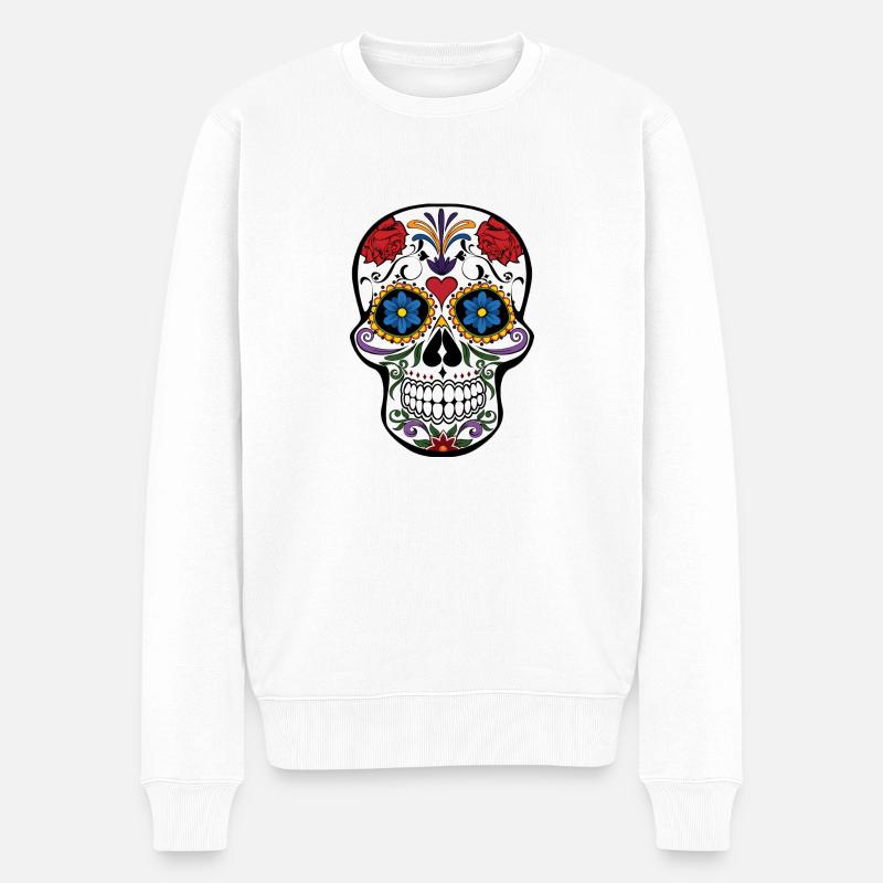 Schädel - Männer Premium Bio Pullover - Weiß