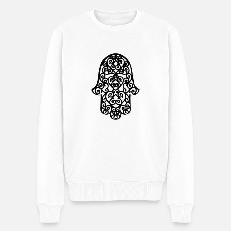 hand der fatima hamsa - Männer Premium Bio Pullover - Weiß