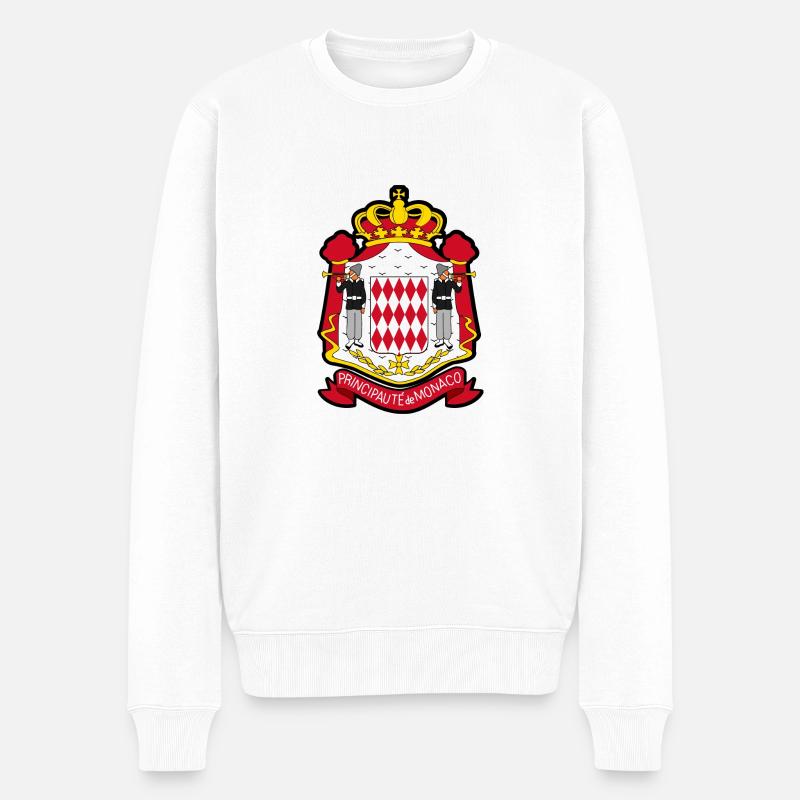 Monaco Monte Carlo Principauté Monégasques FR🇲🇨 - Pull Premium bio Homme - blanc