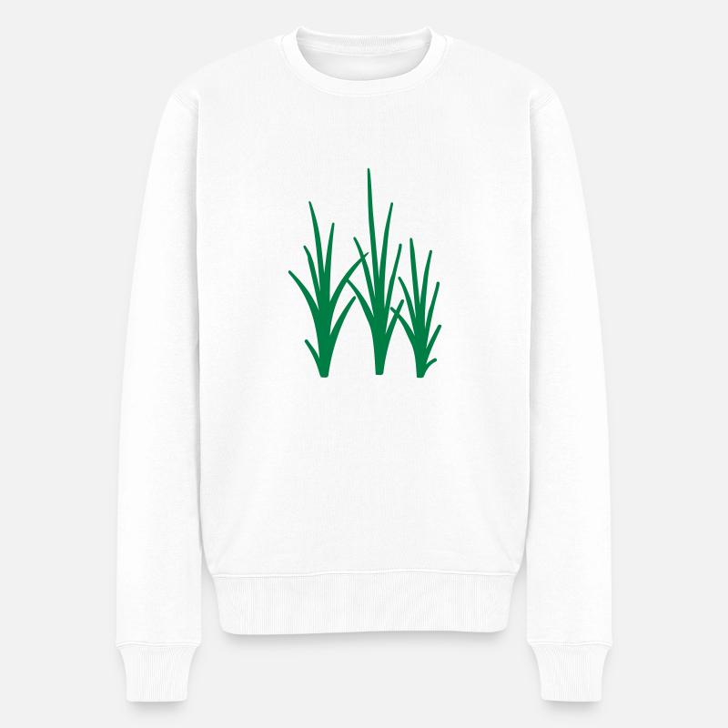 Gras - Männer Premium Bio Pullover - Weiß
