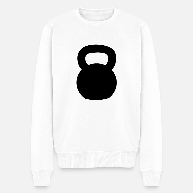 Kettlebell - Männer Premium Bio Pullover - Weiß