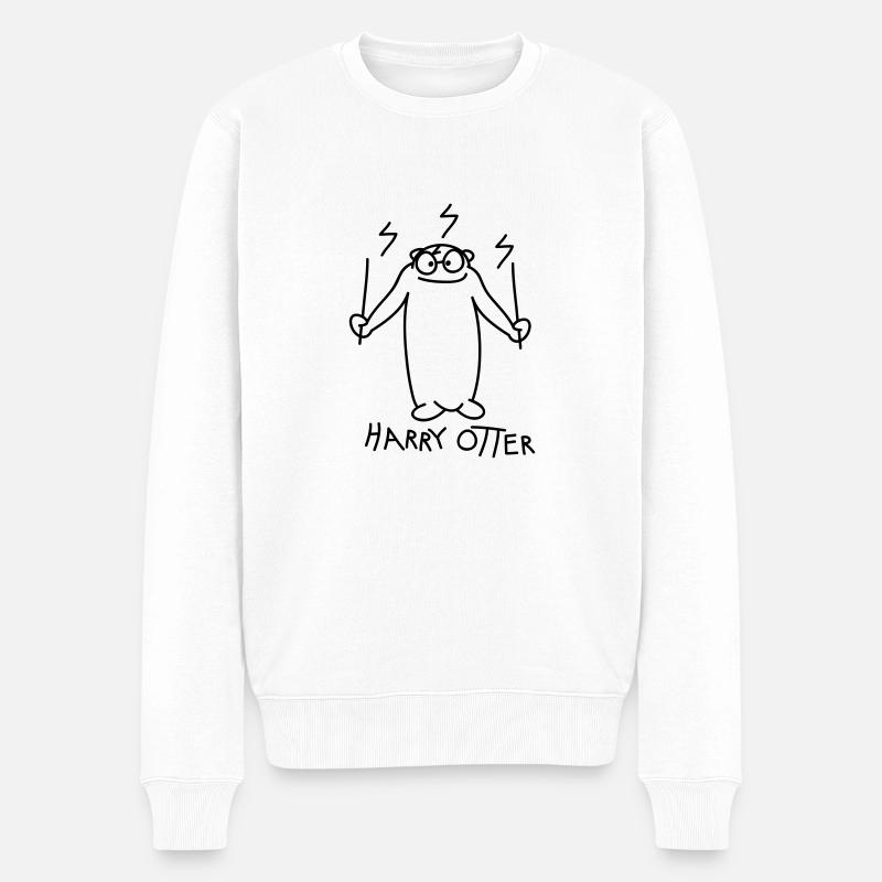 H. Otter - Männer Premium Bio Pullover - Weiß