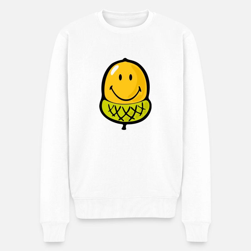 Smiley Acorn - Männer Premium Bio Pullover - Weiß