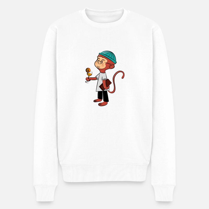 Funky monkey - Männer Premium Bio Pullover - Weiß