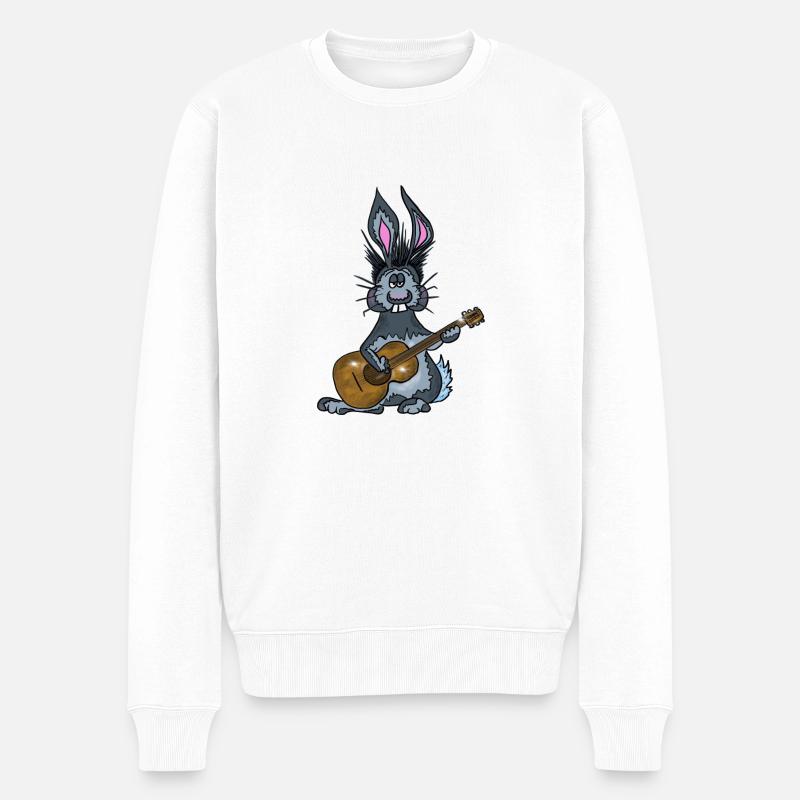 Paco der Hase spielt wunderbar klassische Gitarre - Männer Premium Bio Pullover - Weiß