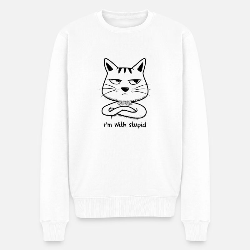 Ich bin mit dumm - Männer Premium Bio Pullover - Weiß