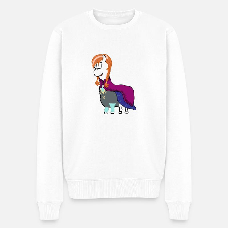 Anna Lama - Männer Premium Bio Pullover - Weiß