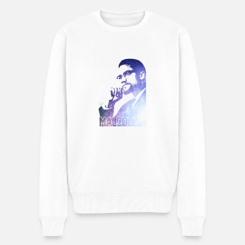 Malcolm X - Männer Premium Bio Pullover - Weiß