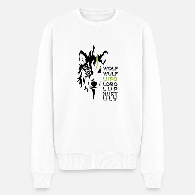 GOWILD Wolf - design allover - noir-vert - Pull Premium bio Homme - blanc