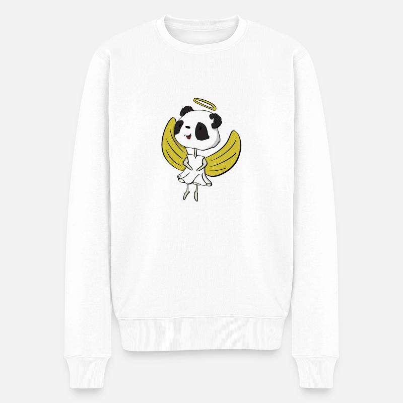 Xmas Pandas Angel - Männer Premium Bio Pullover - Weiß