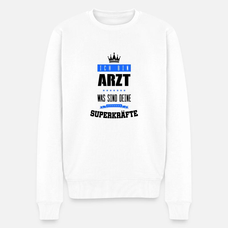 arzt superkräfte - Männer Premium Bio Pullover - Weiß