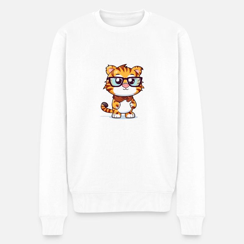 Lokoy der Tiger - Männer Premium Bio Pullover - Weiß