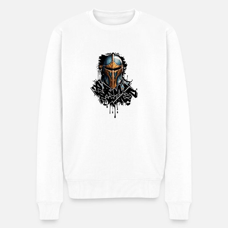 Mittelalterliche Ritterrüstung - Männer Premium Bio Pullover - Weiß