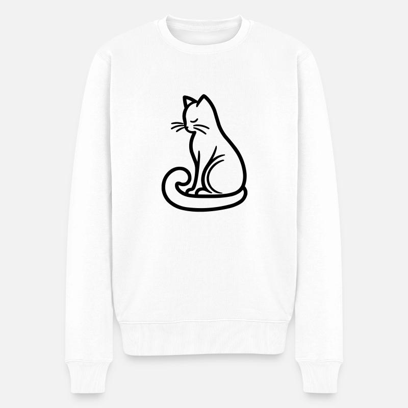 Katze - Männer Premium Bio Pullover - Weiß