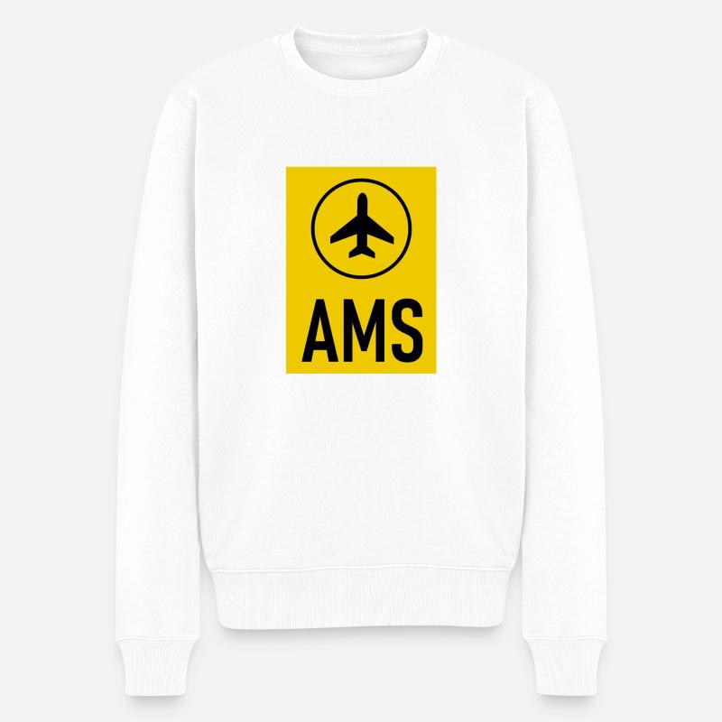 Flugahafen Amsterdam - Männer Premium Bio Pullover - Weiß