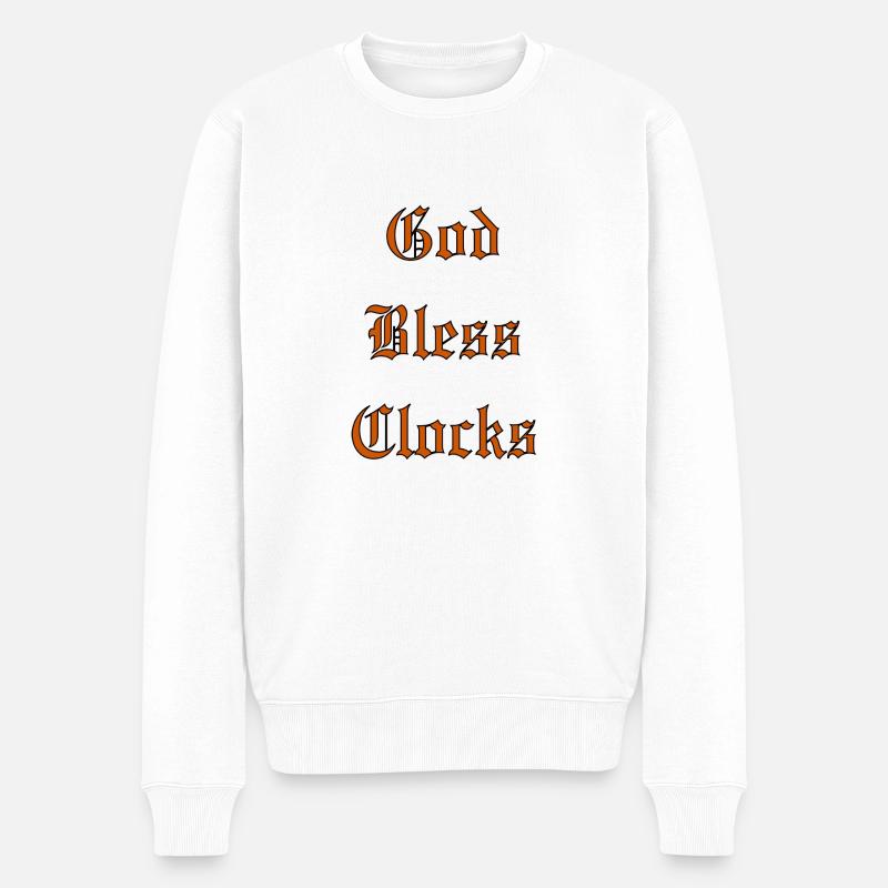 GodBlessClocks - Pull Premium bio Homme - blanc
