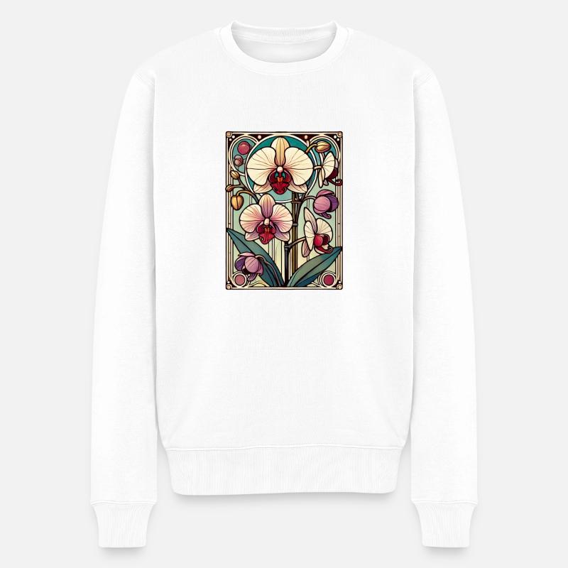 Orchidée de classe teintée - Pull Premium bio Homme - blanc