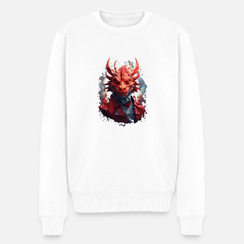 Drache - Männer Premium Bio Pullover - Weiß