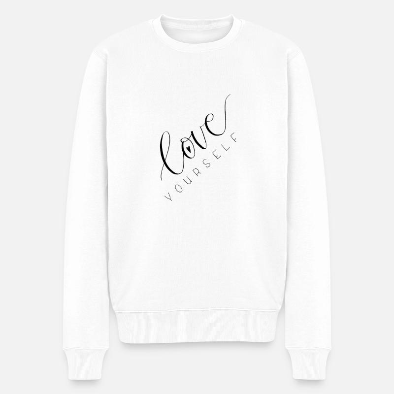 Love Yourself - Männer Premium Bio Pullover - Weiß