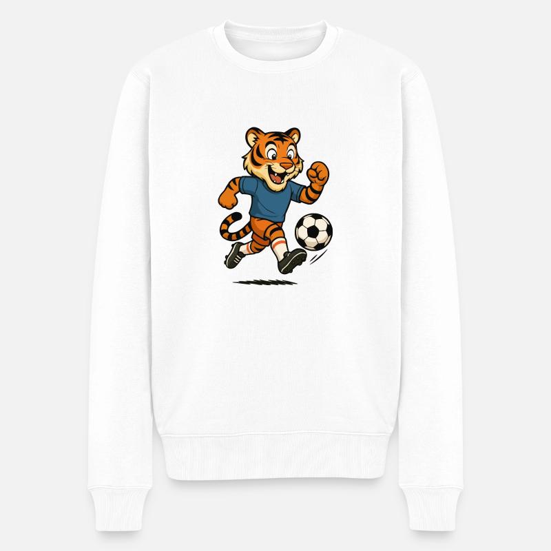 tiger comic fussball - Männer Premium Bio Pullover - Weiß