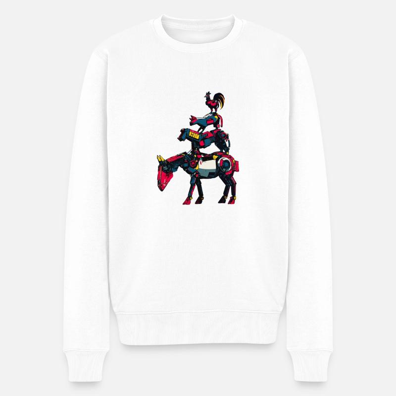 Stadtmusikanten "Comic Robot" - Männer Premium Bio Pullover - Weiß