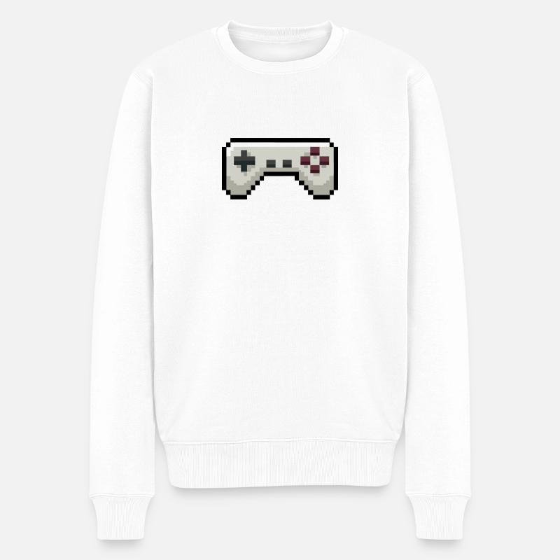 Pixelart Gamecontroller Gaming - Männer Premium Bio Pullover - Weiß