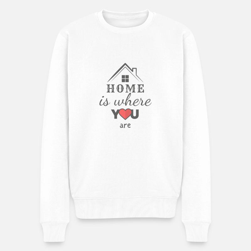 À la maison avec le cœur - Pull Premium bio Homme - blanc