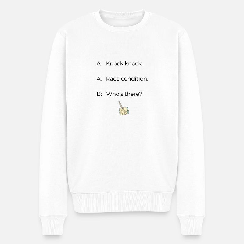 Race condition joke - Männer Premium Bio Pullover - Weiß