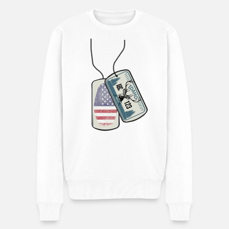 Plaque d’identité IDAHO Fingerprint USA - Pull Premium bio Homme - blanc