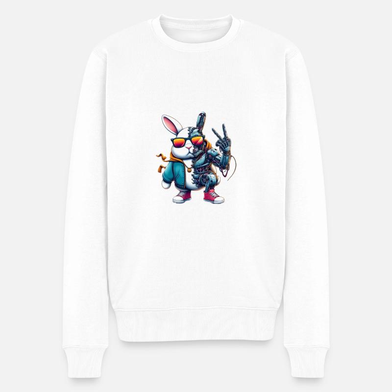 Robohase - Männer Premium Bio Pullover - Weiß