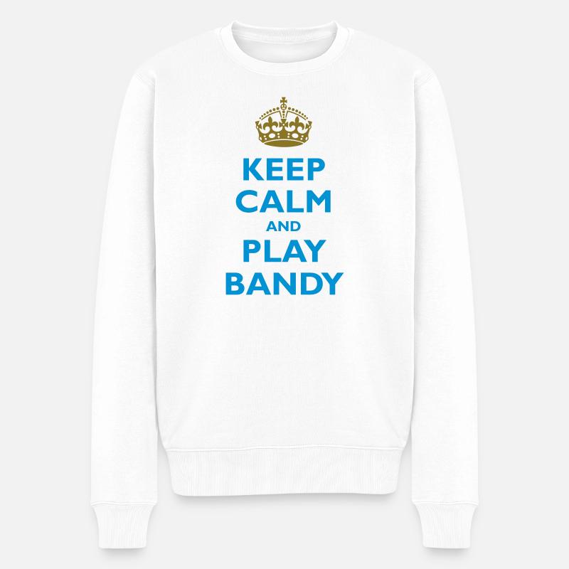 Keep calm and play bandy - Männer Premium Bio Pullover - Weiß