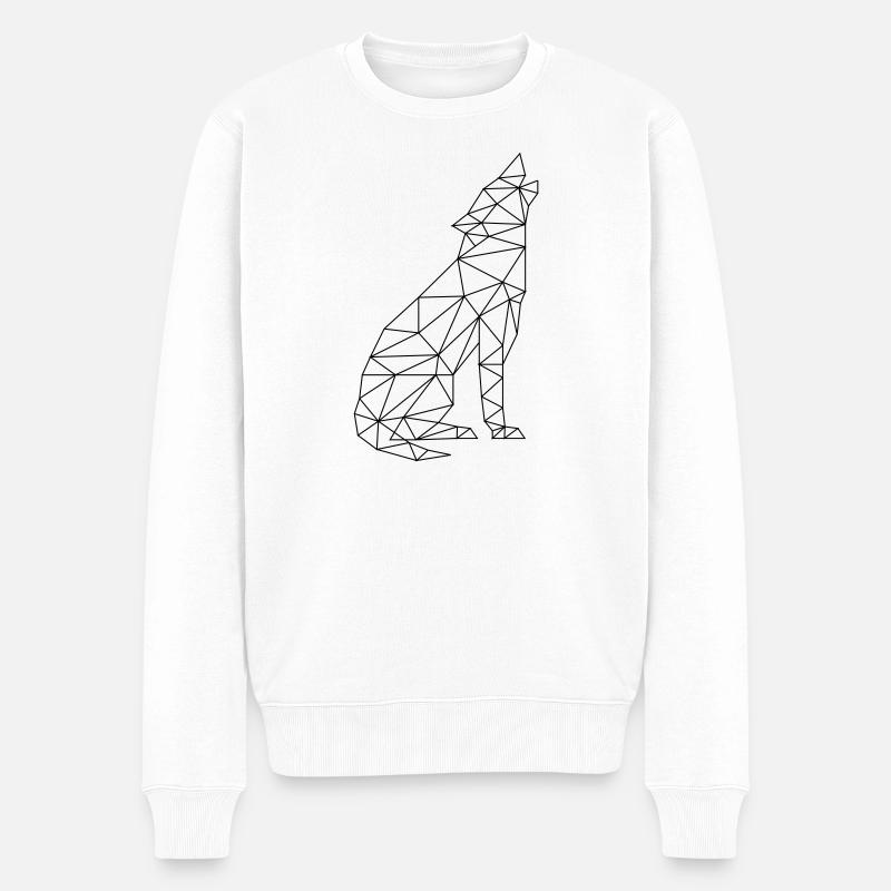 Wolfsruf Wolf Kontur Silhouette - Männer Premium Bio Pullover - Weiß