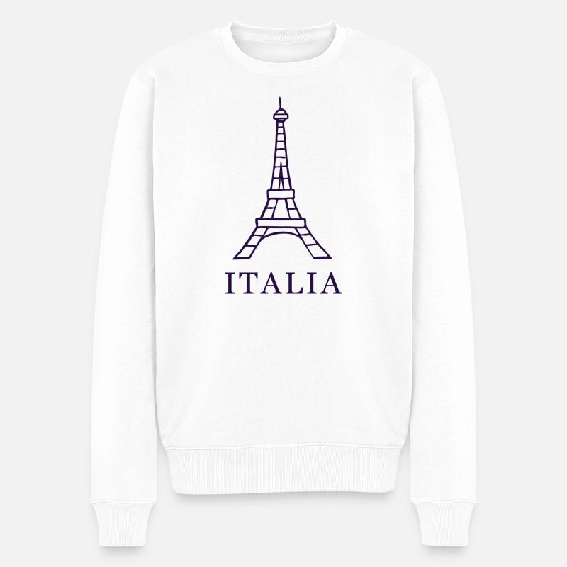 Italien Eifelturm Design - Männer Premium Bio Pullover - Weiß