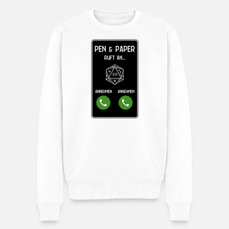Pen and Paper ruft an - Männer Premium Bio Pullover - Weiß