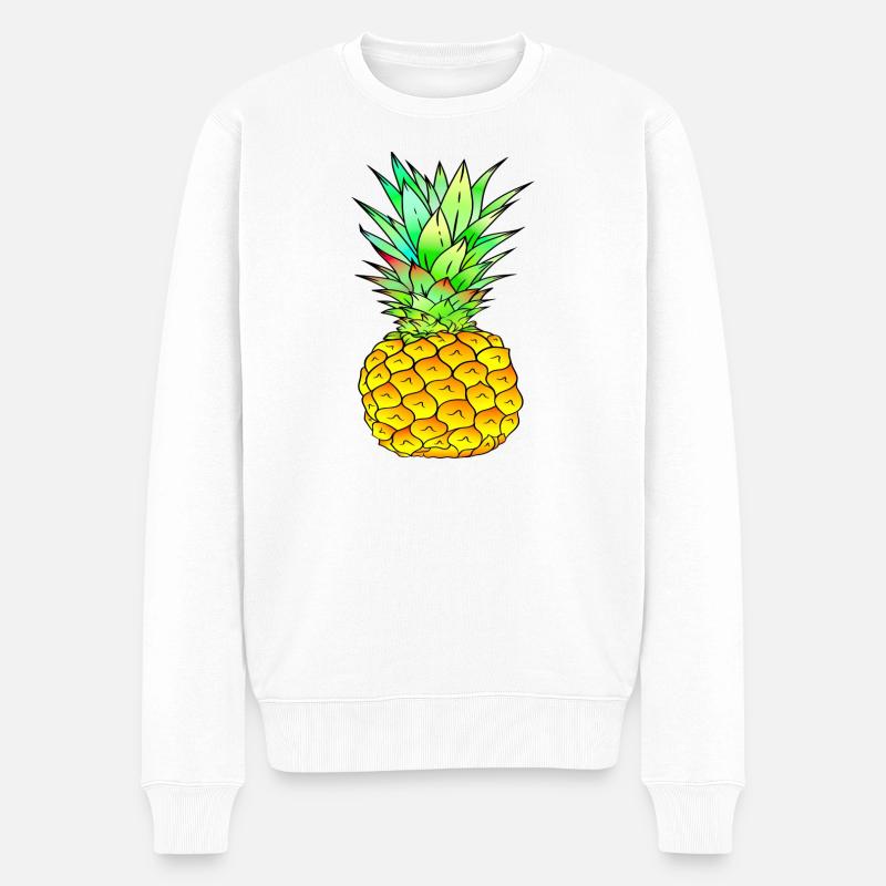 Ananas farbenfroh - Männer Premium Bio Pullover - Weiß