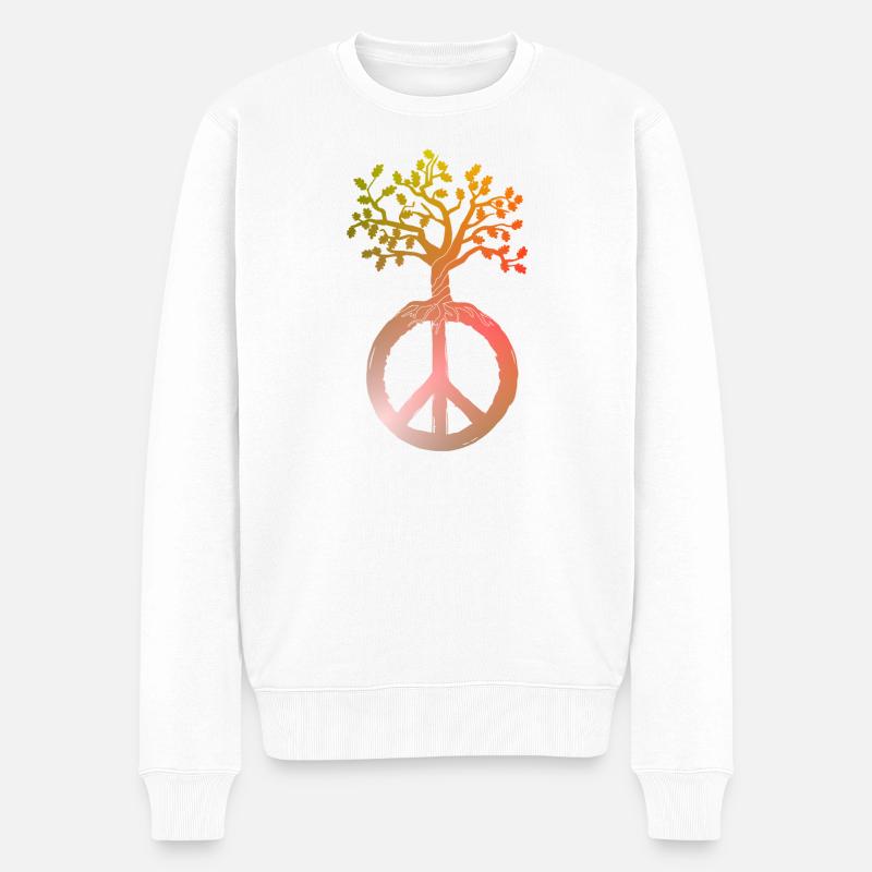 Peace Tree Peace - Men's Premium Organic Jumper - white