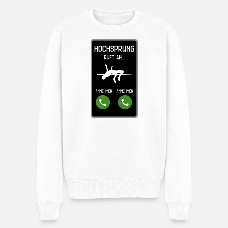 Hochsprung ruft an - Männer Premium Bio Pullover - Weiß