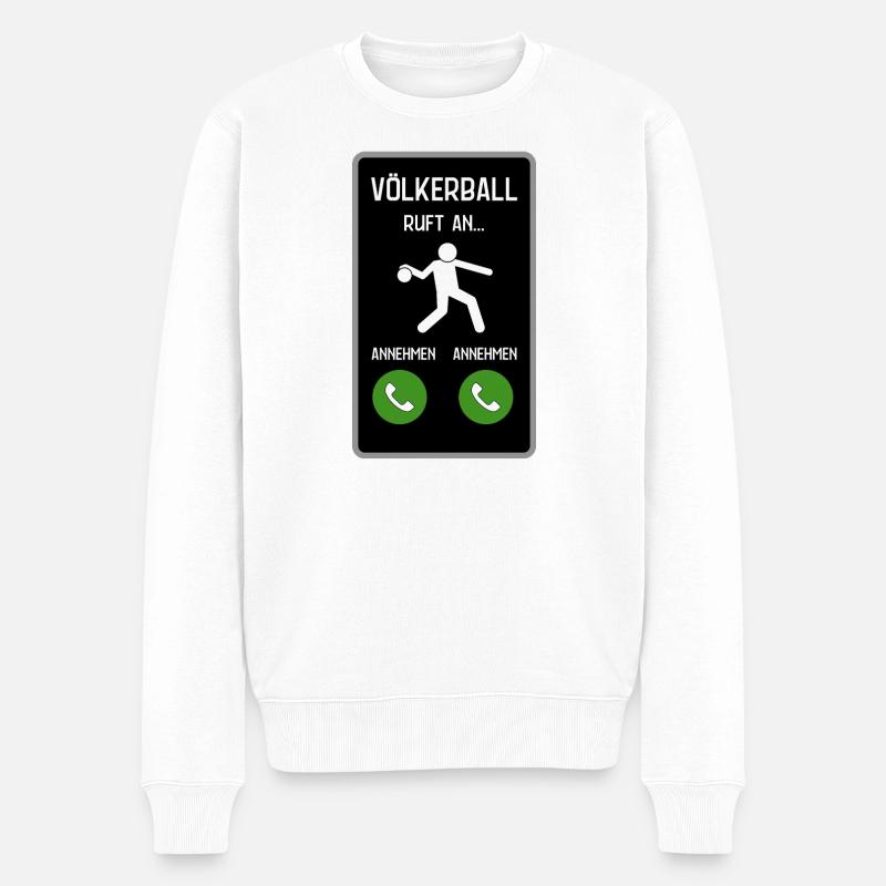 Völkerball ruft an - Männer Premium Bio Pullover - Weiß