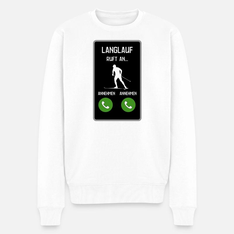 Langlauf ruft an - Männer Premium Bio Pullover - Weiß