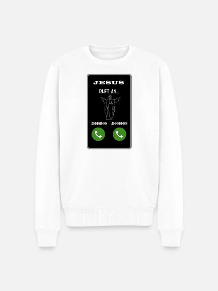 Jesus ruft an - Männer Premium Bio Pullover - Weiß