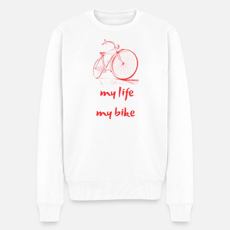 Fahrräder und Motivation zur Bewegung - Männer Premium Bio Pullover - Weiß