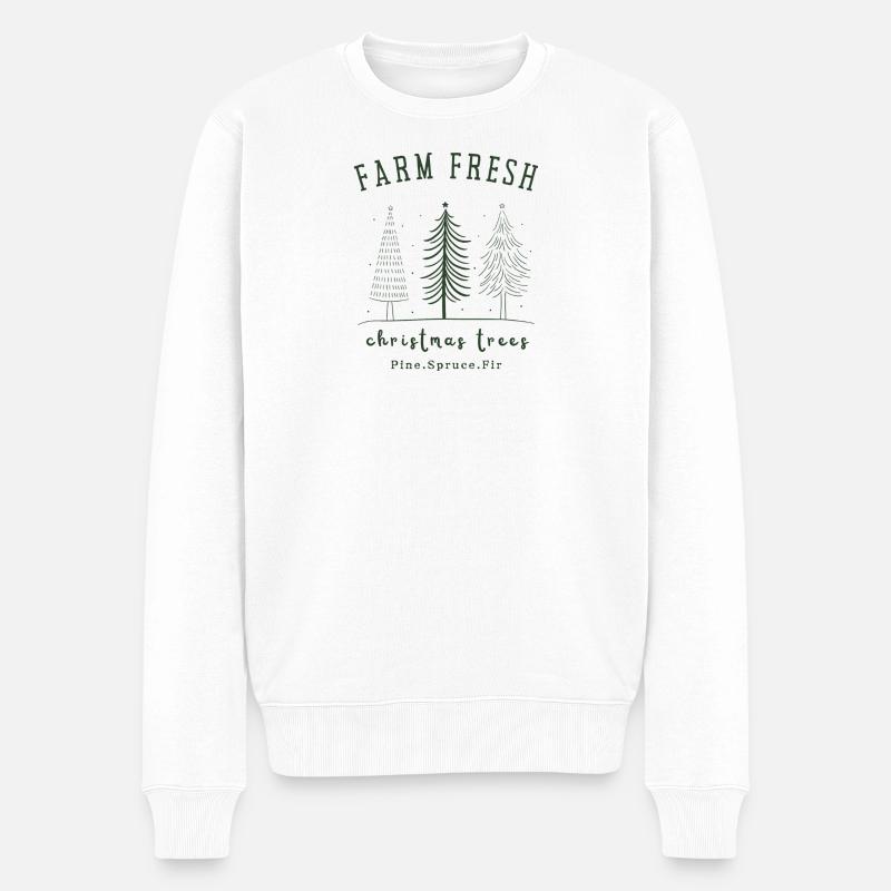 Farm Fresh, Weihnachtsbäume - Männer Premium Bio Pullover - Weiß