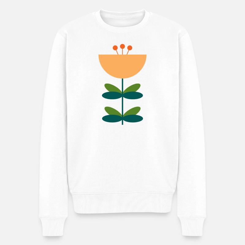 Abstraktes Blüten-Illustrationsdesign - Männer Premium Bio Pullover - Weiß