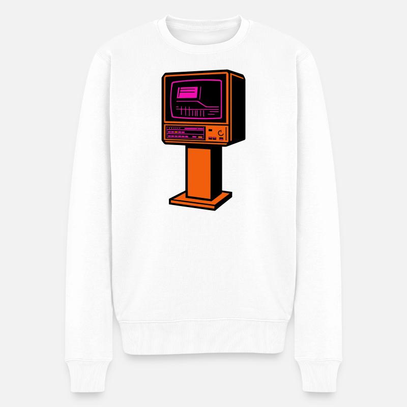 Retro-Future TV - Männer Premium Bio Pullover - Weiß