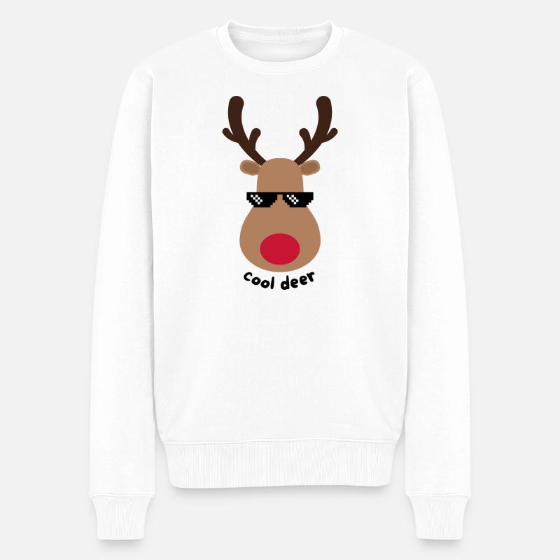 cool deer  - Männer Premium Bio Pullover - Weiß
