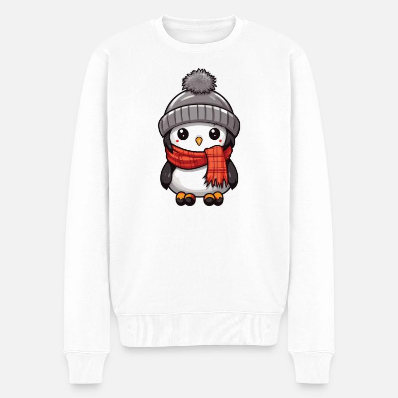 Pinguin Winter Tier Baby Comic - Männer Premium Bio Pullover - Weiß