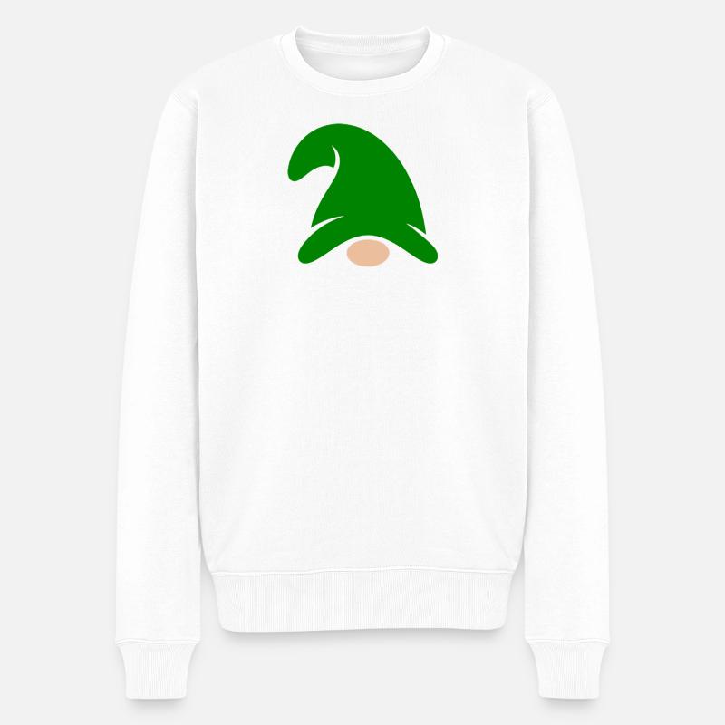 Gartenzwerg mit grünem Hut - Männer Premium Bio Pullover - Weiß